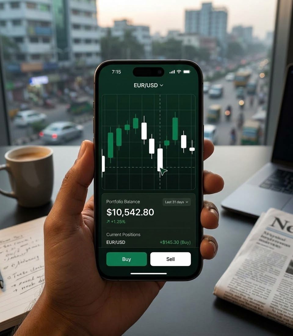 EUR/USD chart on a mobile trading app