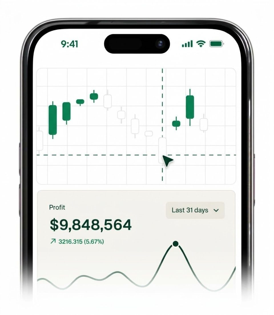 Portfolio profit chart on a mobile app
